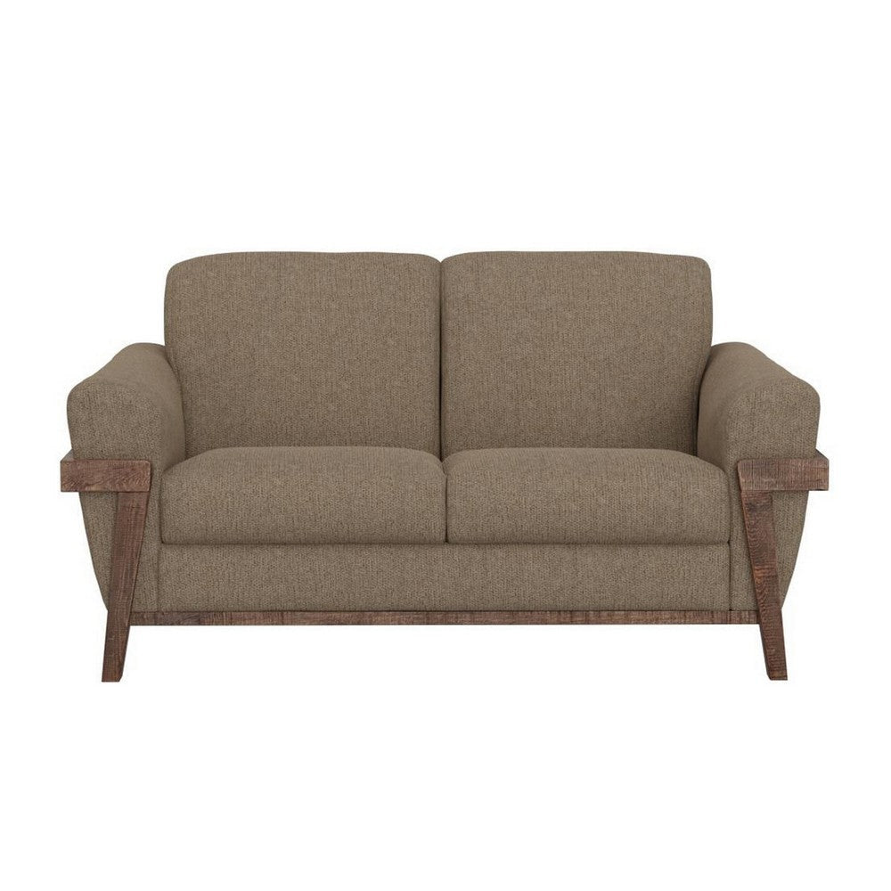 Pola Loveseat 69 Inch 2 Throw Pillows Modern Camel Brown Polyester