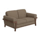 Pola Loveseat, 69 Inch, 2 Throw Pillows, Modern Camel Brown Polyester