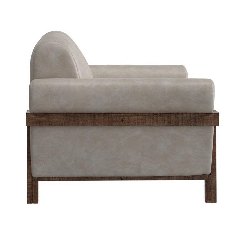 Pola Loveseat 69 Inch 2 Throw Pillows Oyster Gray Faux Leather