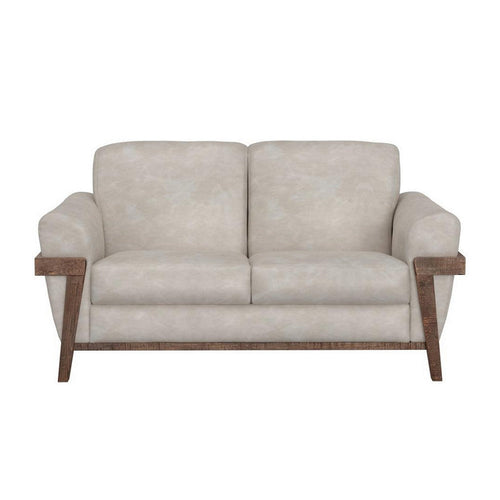 Pola Loveseat, 69 Inch, 2 Throw Pillows, Oyster Gray Faux Leather