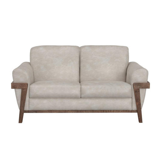 Pola Loveseat, 69 Inch, 2 Throw Pillows, Oyster Gray Faux Leather