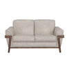 Pola Loveseat, 69 Inch, 2 Throw Pillows, Oyster Gray Faux Leather