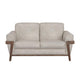 Pola Loveseat, 69 Inch, 2 Throw Pillows, Oyster Gray Faux Leather