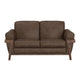 Pola Loveseat 69 Inch 2 Throw Pillows Modern Dark Brown Faux Leather