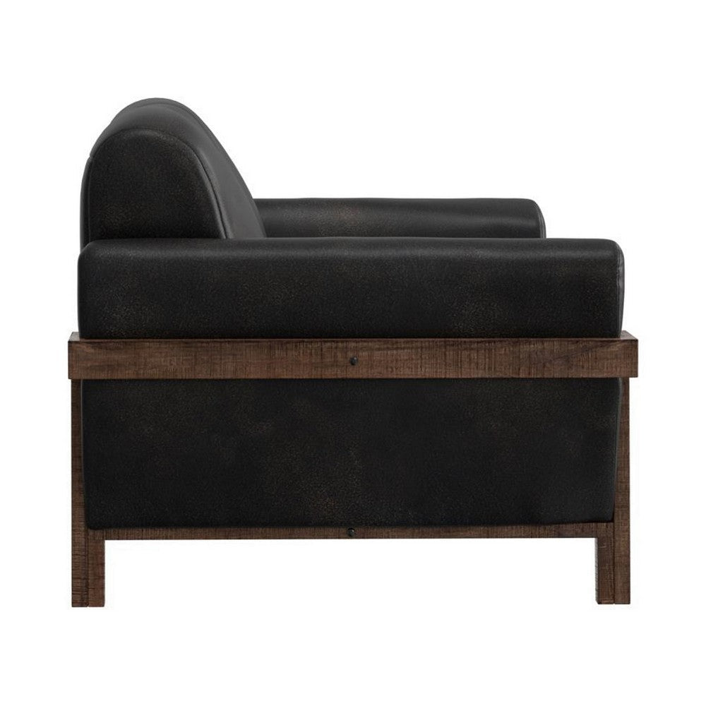 Pola Loveseat 69 Inch 2 Throw Pillows Rich Modern Black Polyester