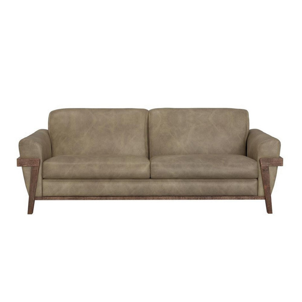 Pola Sofa 95 Inch 2 Throw Pillows Modern Neutral Brown Polyester
