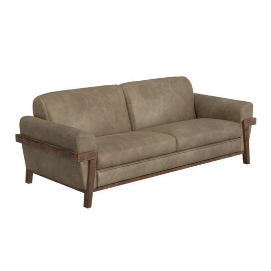 Pola Sofa, 95 Inch, 2 Throw Pillows, Modern Neutral Brown Polyester
