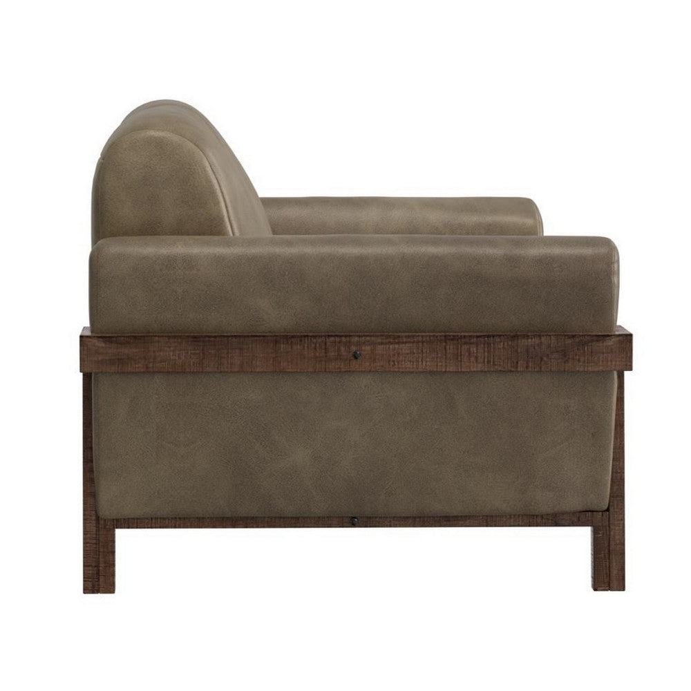 Pola Sofa 95 Inch 2 Throw Pillows Modern Oyster Gray Faux Leather