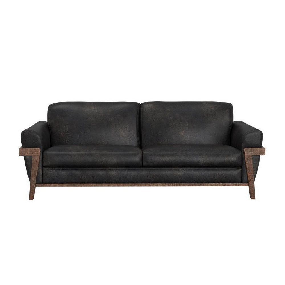 Pola Sofa 95 Inch 2 Throw Pillows Rich Modern Black Polyester