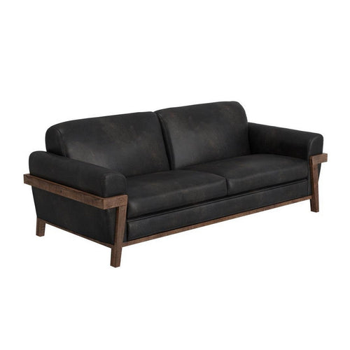 Pola Sofa, 95 Inch, 2 Throw Pillows, Rich Modern Black Polyester