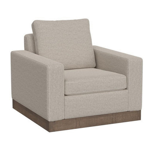 Jeni Accent Armchair, 1 Throw Pillow, Modern Oyster Beige Polyester