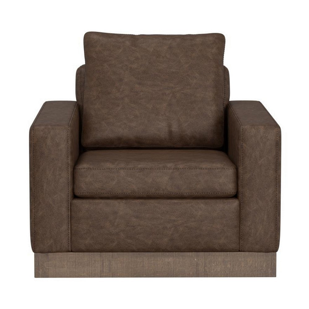 Jeni Accent Armchair 1 Throw Pillow Modern Rich Brown Faux Leather