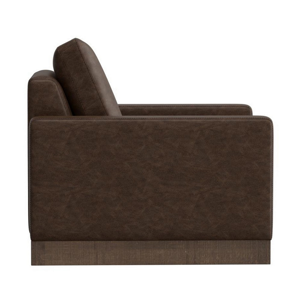 Jeni Accent Armchair 1 Throw Pillow Modern Rich Brown Faux Leather