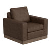 Jeni Accent Armchair, 1 Throw Pillow, Modern Rich Brown Faux Leather