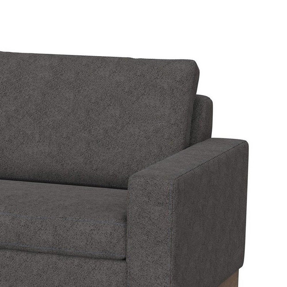 Jeni Loveseat 2 Throw Pillows Modern 64 Inch Iron Gray Polyester