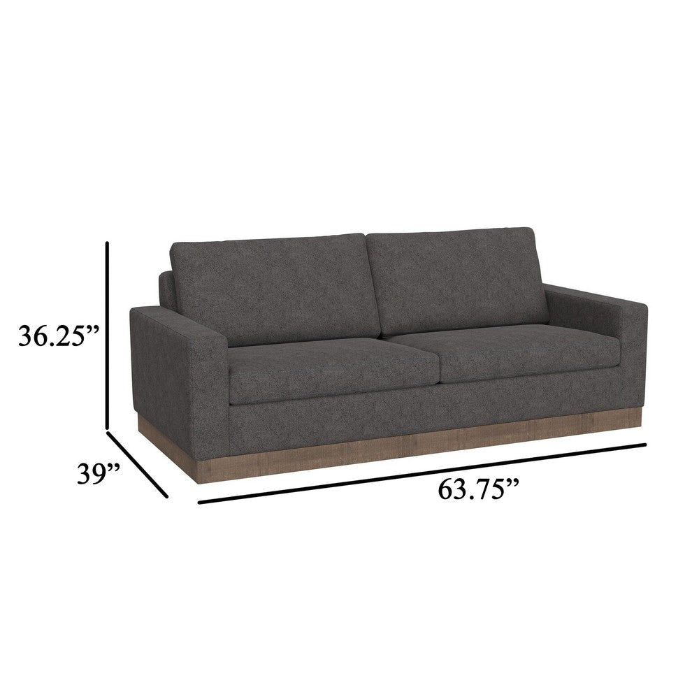 Jeni Loveseat 2 Throw Pillows Modern 64 Inch Iron Gray Polyester
