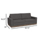 Jeni Loveseat 2 Throw Pillows Modern 64 Inch Iron Gray Polyester