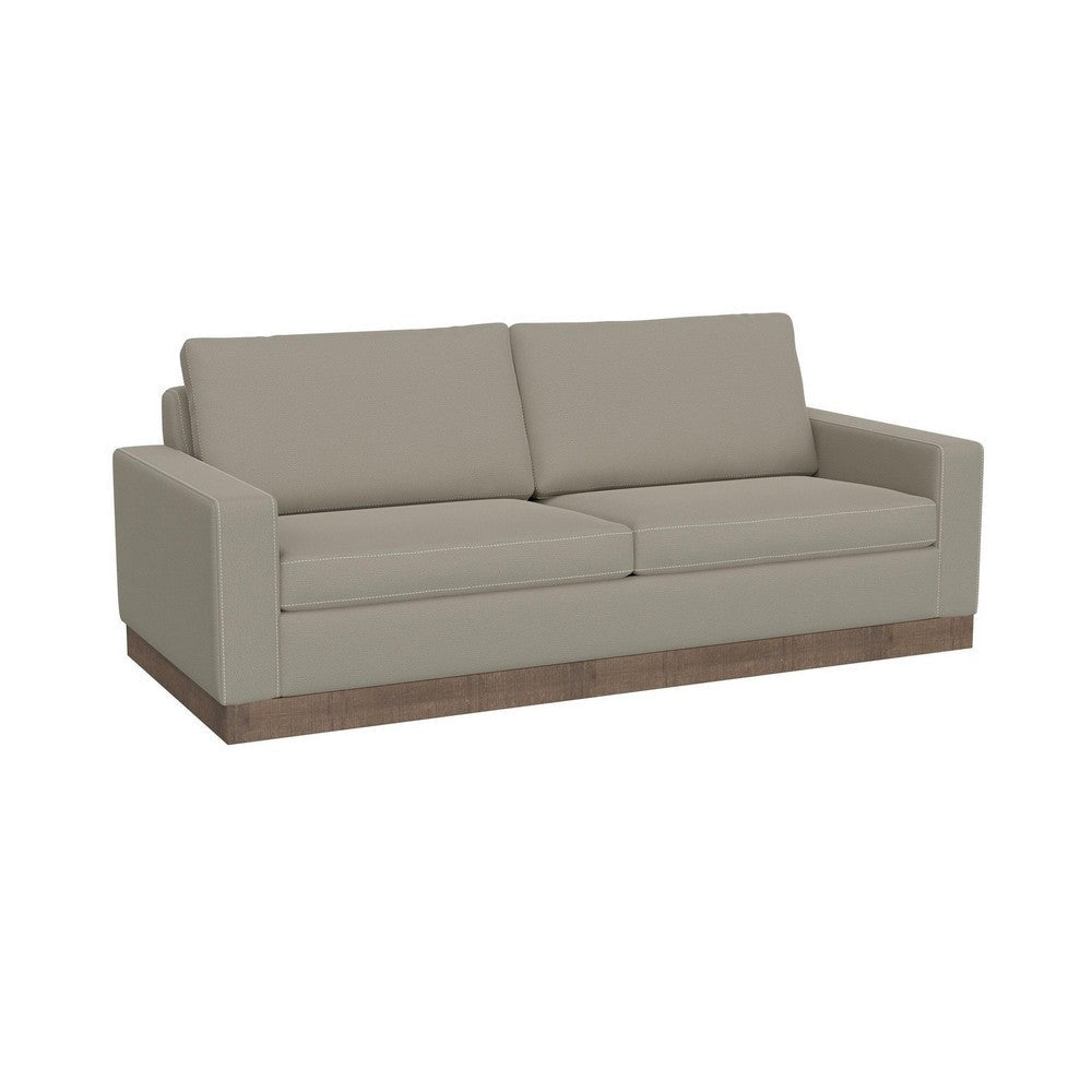 Jeni Loveseat, 2 Throw Pillows, Modern 64 Inch, Almond Gray Polyester