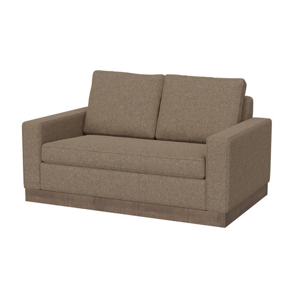 Jeni Loveseat 2 Throw Pillows Modern 64 Inch Camel Brown Polyester