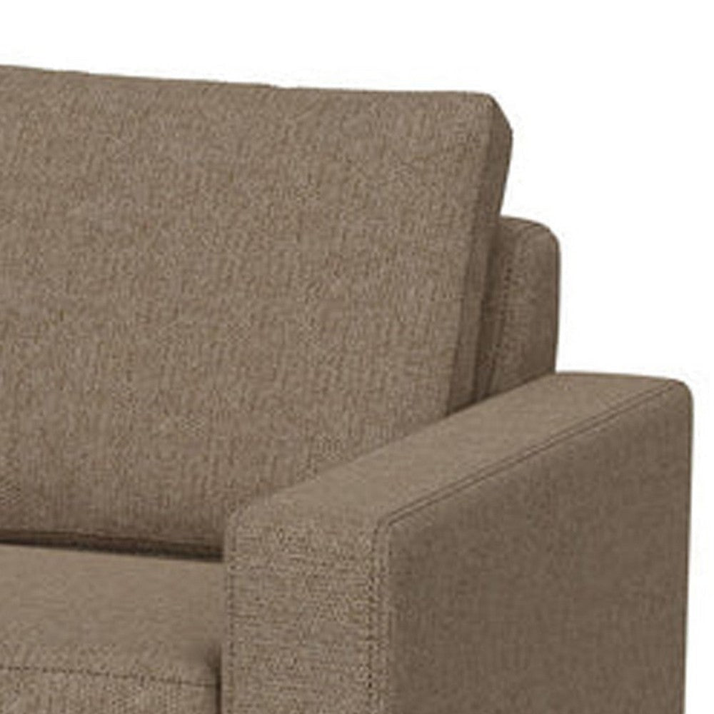 Jeni Loveseat 2 Throw Pillows Modern 64 Inch Camel Brown Polyester
