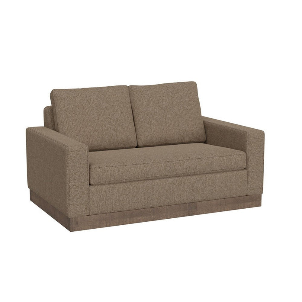 Jeni Loveseat, 2 Throw Pillows, Modern 64 Inch, Camel Brown Polyester