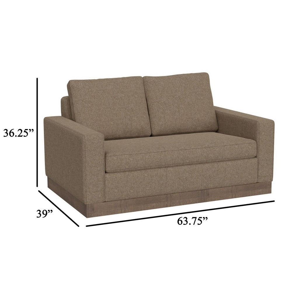 Jeni Loveseat 2 Throw Pillows Modern 64 Inch Camel Brown Polyester