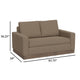 Jeni Loveseat 2 Throw Pillows Modern 64 Inch Camel Brown Polyester