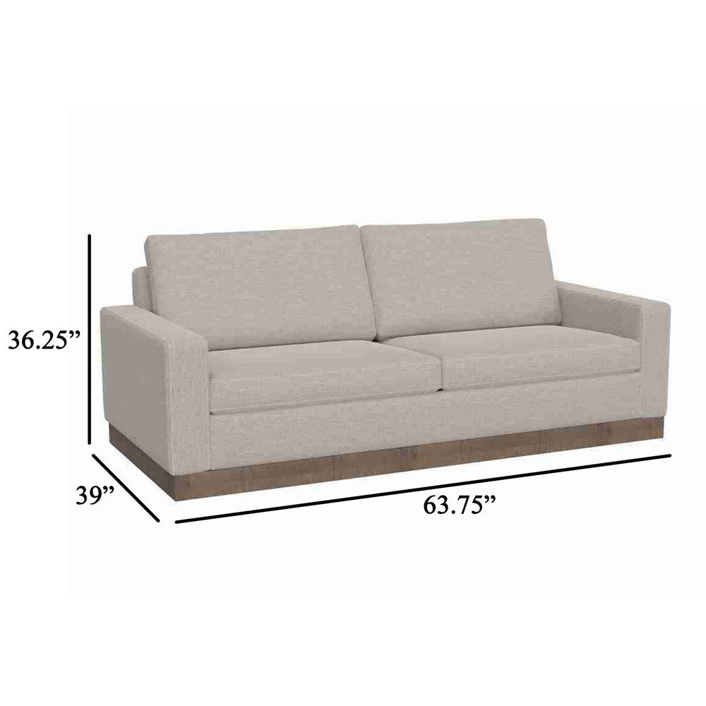 Jeni Loveseat 2 Throw Pillows Modern 64 Inch Oyster Beige Polyester