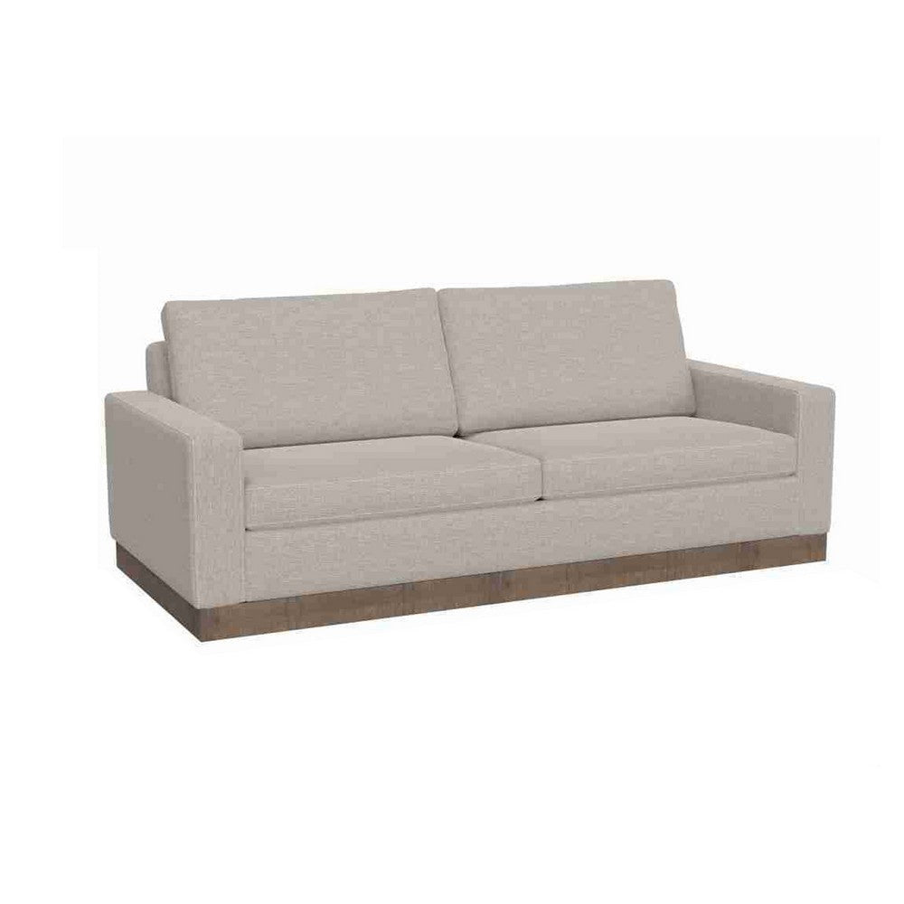Jeni Loveseat, 2 Throw Pillows, Modern 64 Inch, Oyster Beige Polyester