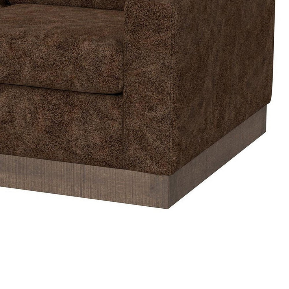 Jeni Loveseat 2 Throw Pillows Modern 64 Inch Dark Brown Faux Leather