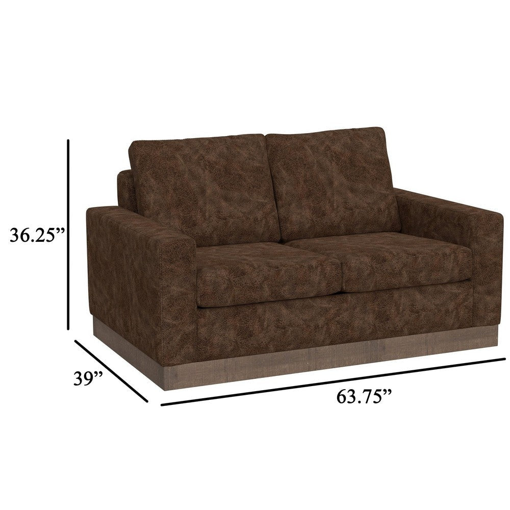 Jeni Loveseat 2 Throw Pillows Modern 64 Inch Dark Brown Faux Leather
