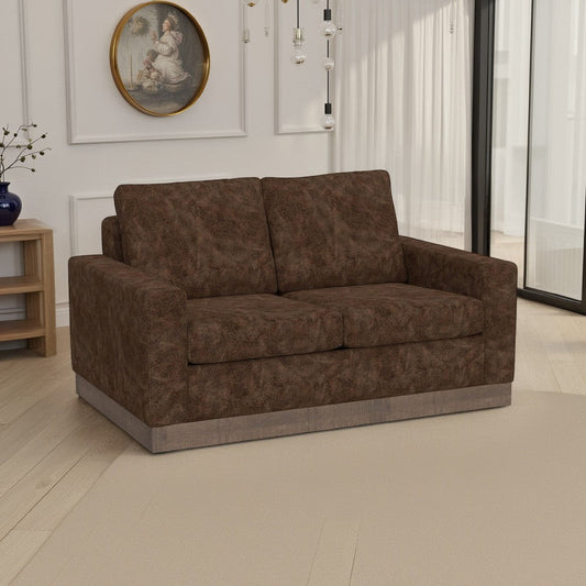 Jeni Loveseat, 2 Throw Pillows, Modern 64 Inch Dark Brown Faux Leather