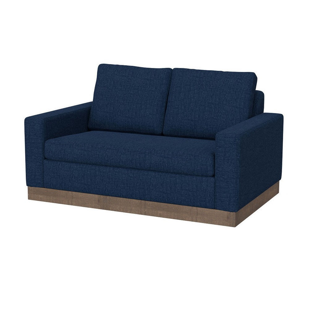 Jeni Loveseat 2 Throw Pillows Modern 64 Inch Midnight Blue Polyester