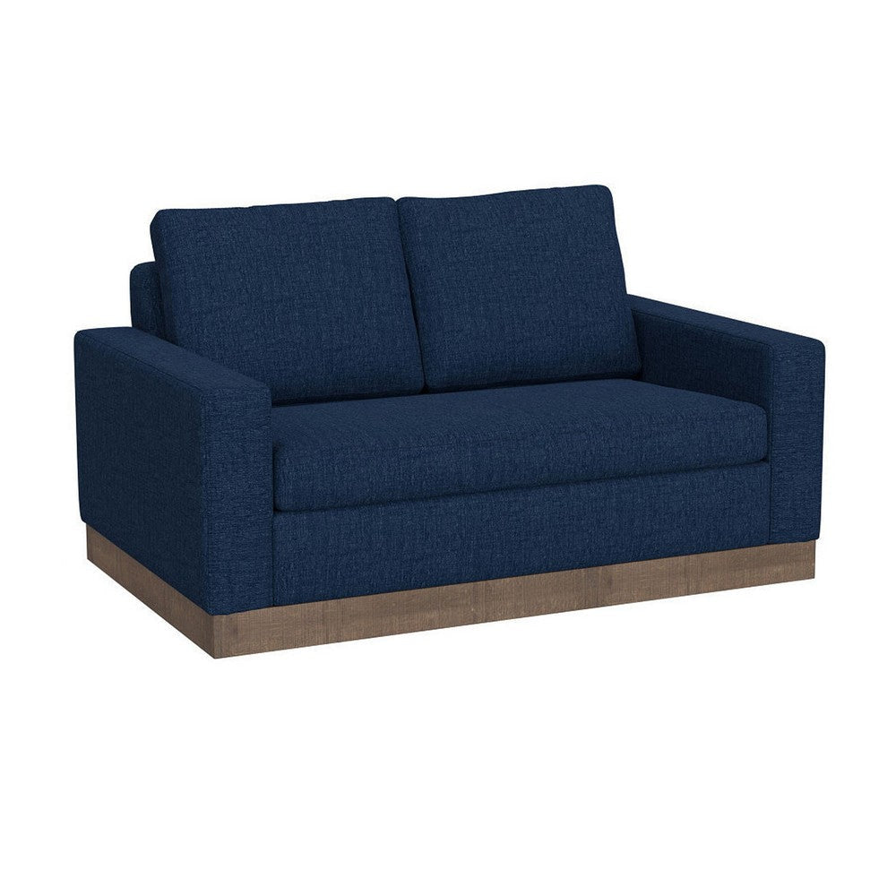 Jeni Loveseat, 2 Throw Pillows, Modern 64 Inch Midnight Blue Polyester