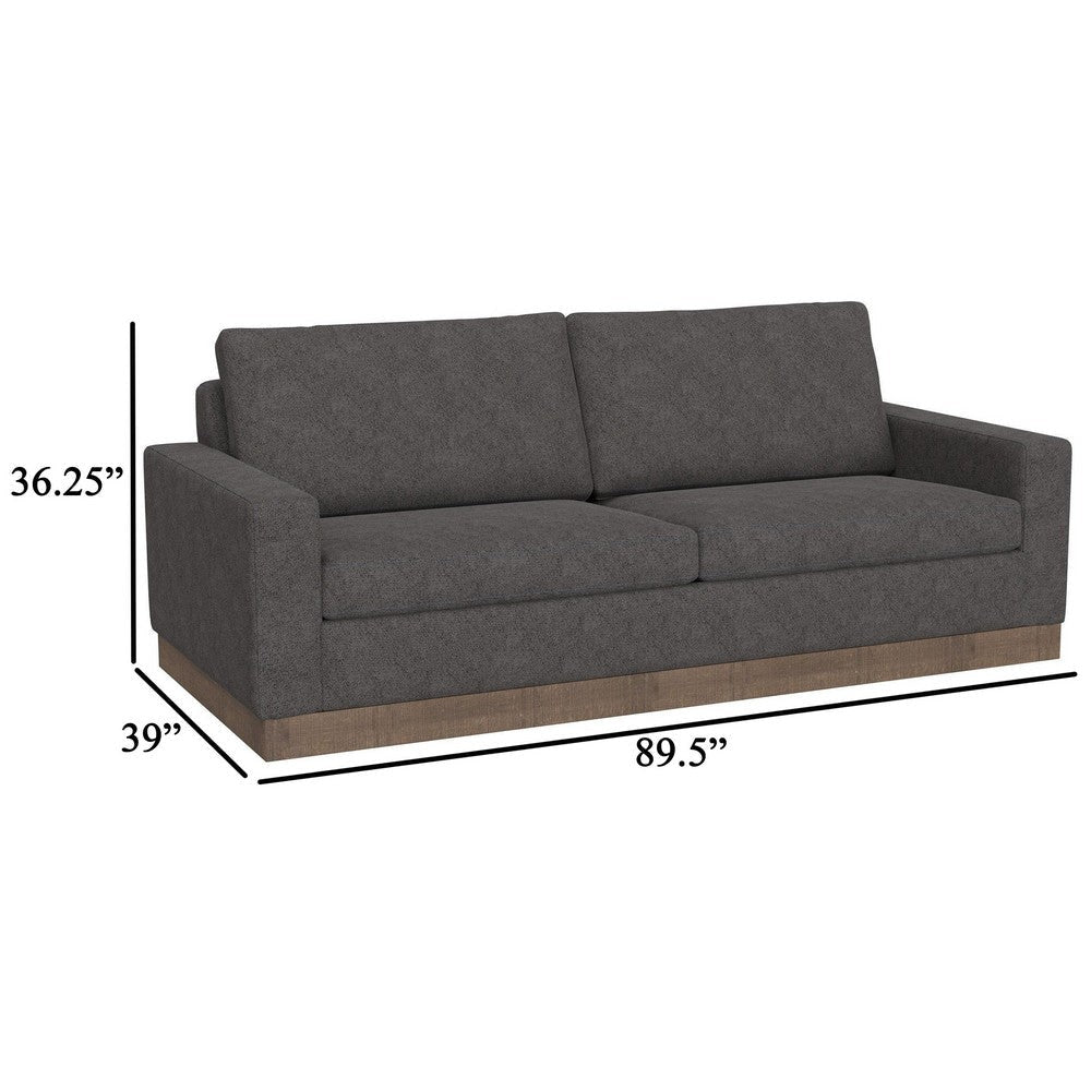 Jeni Sofa 2 Throw Pillows Modern 90 Inch Dark Gray Polyester Seat