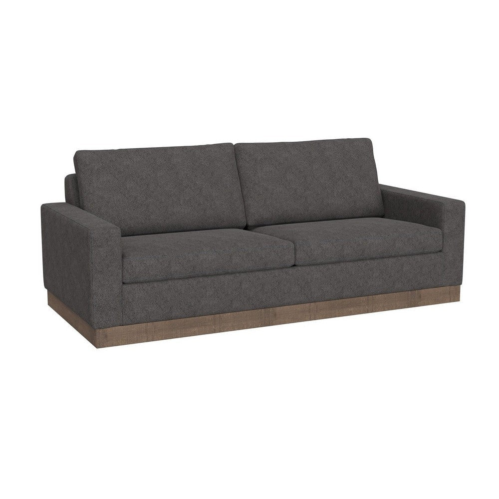 Jeni Sofa, 2 Throw Pillows, Modern 90 Inch Dark Gray Polyester Seat