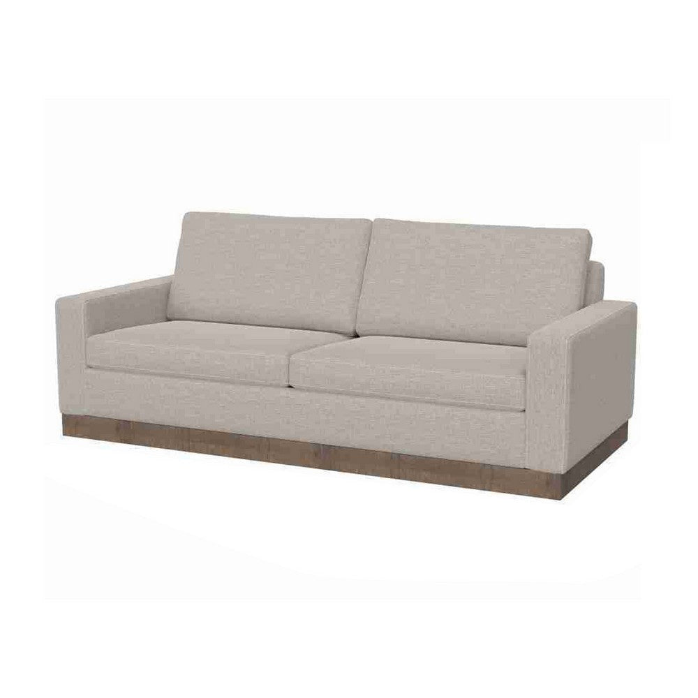 Jeni Sofa 2 Throw Pillows Modern 90 Inch Oyster Beige Polyester Seat