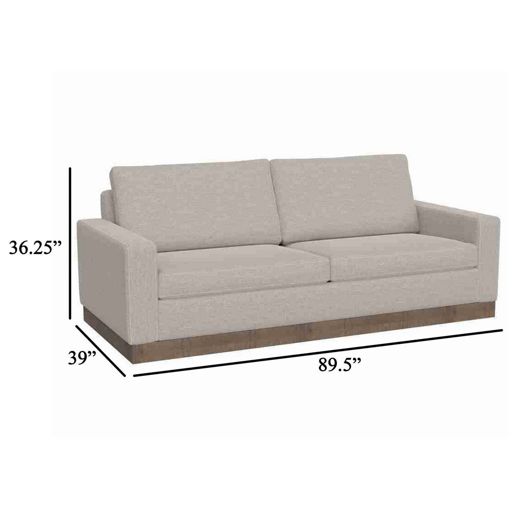 Jeni Sofa 2 Throw Pillows Modern 90 Inch Oyster Beige Polyester Seat