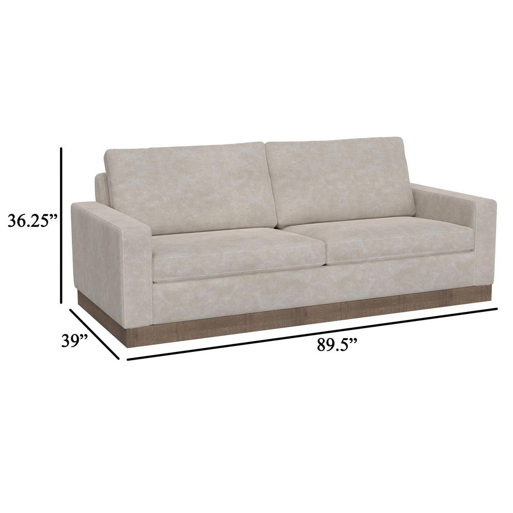 Jeni Sofa 2 Throw Pillows Modern 90 Inch Oyster Gray Faux Leather