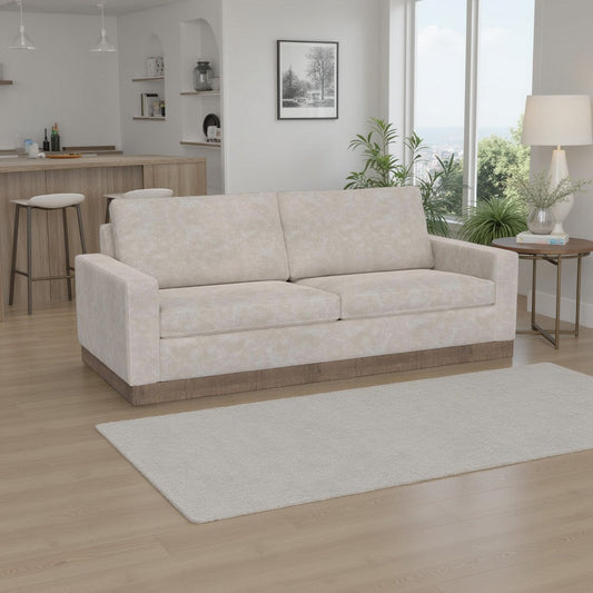 Jeni Sofa, 2 Throw Pillows, Modern 90 Inch Oyster Gray Faux Leather