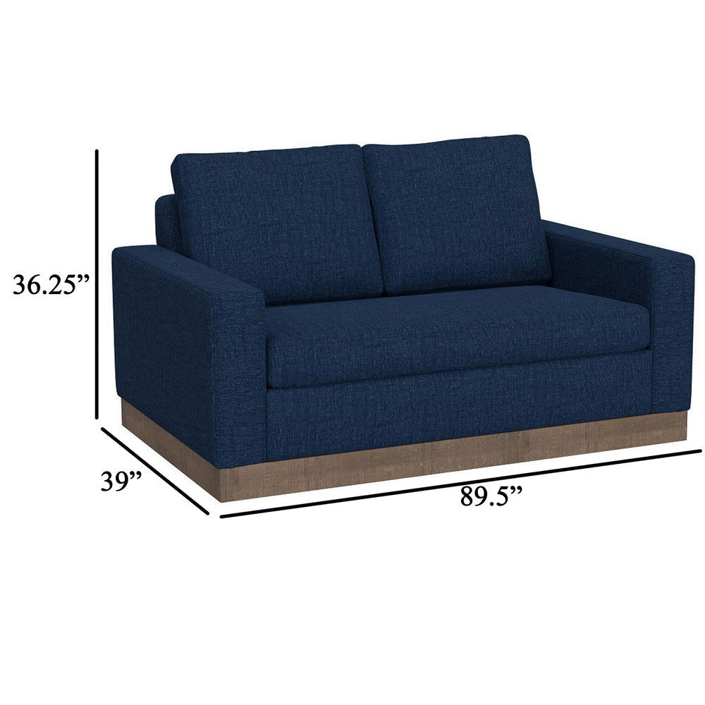 Jeni Sofa 2 Throw Pillows Modern 90 Inch Midnight Blue Polyester BM331219
