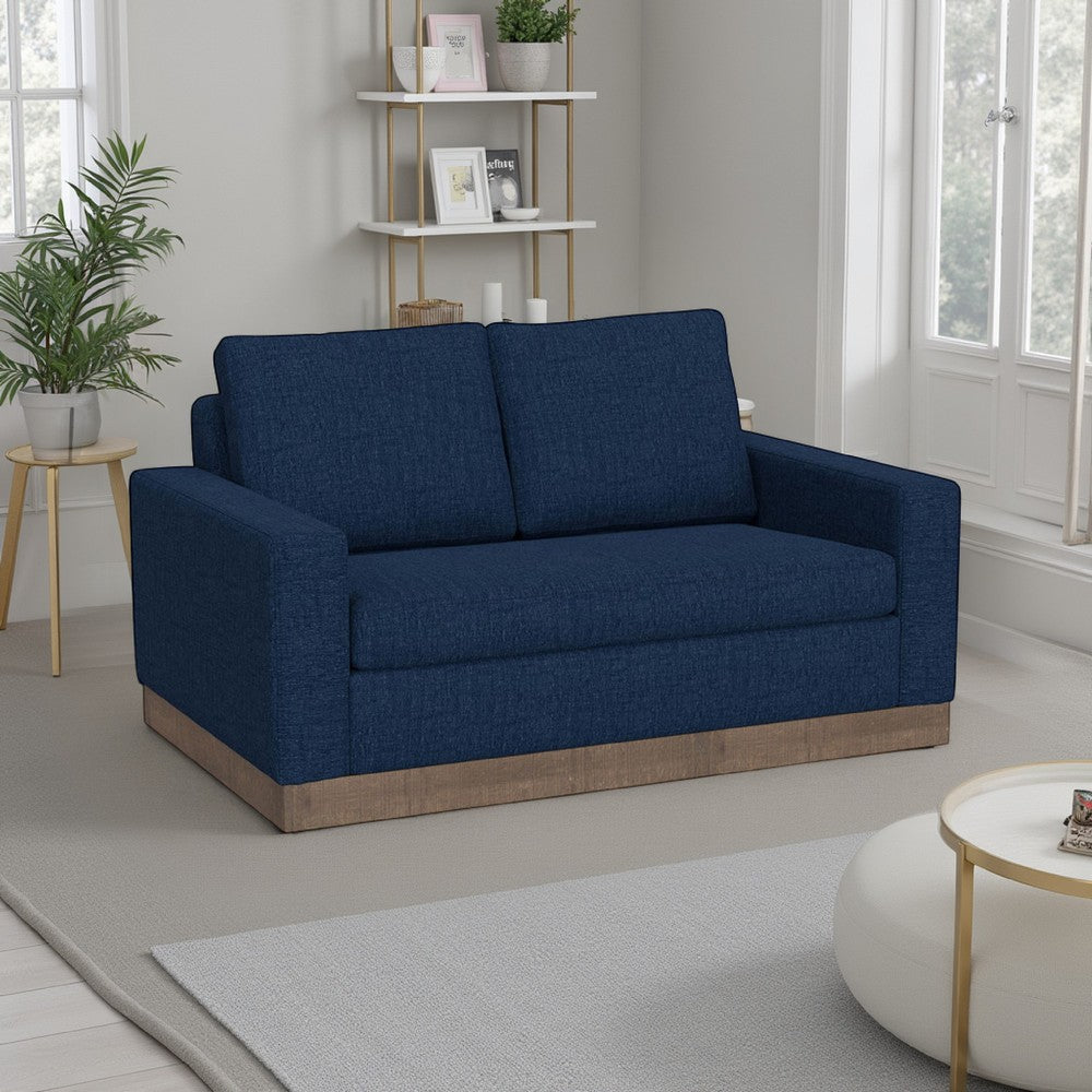 Jeni Sofa, 2 Throw Pillows, Modern 90 Inch, Midnight Blue Polyester
