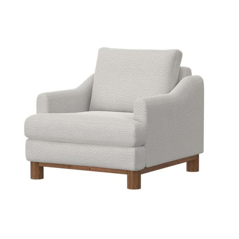 Olum Accent Armchair 1 Throw Pillow Modern Cream White Polyester
