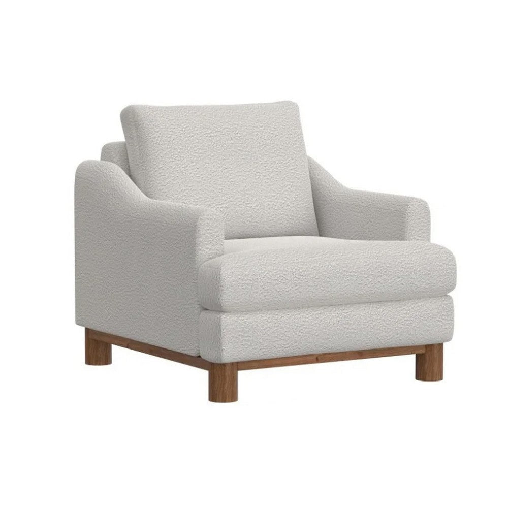Olum Accent Armchair, 1 Throw Pillow, Modern Cream White Polyester