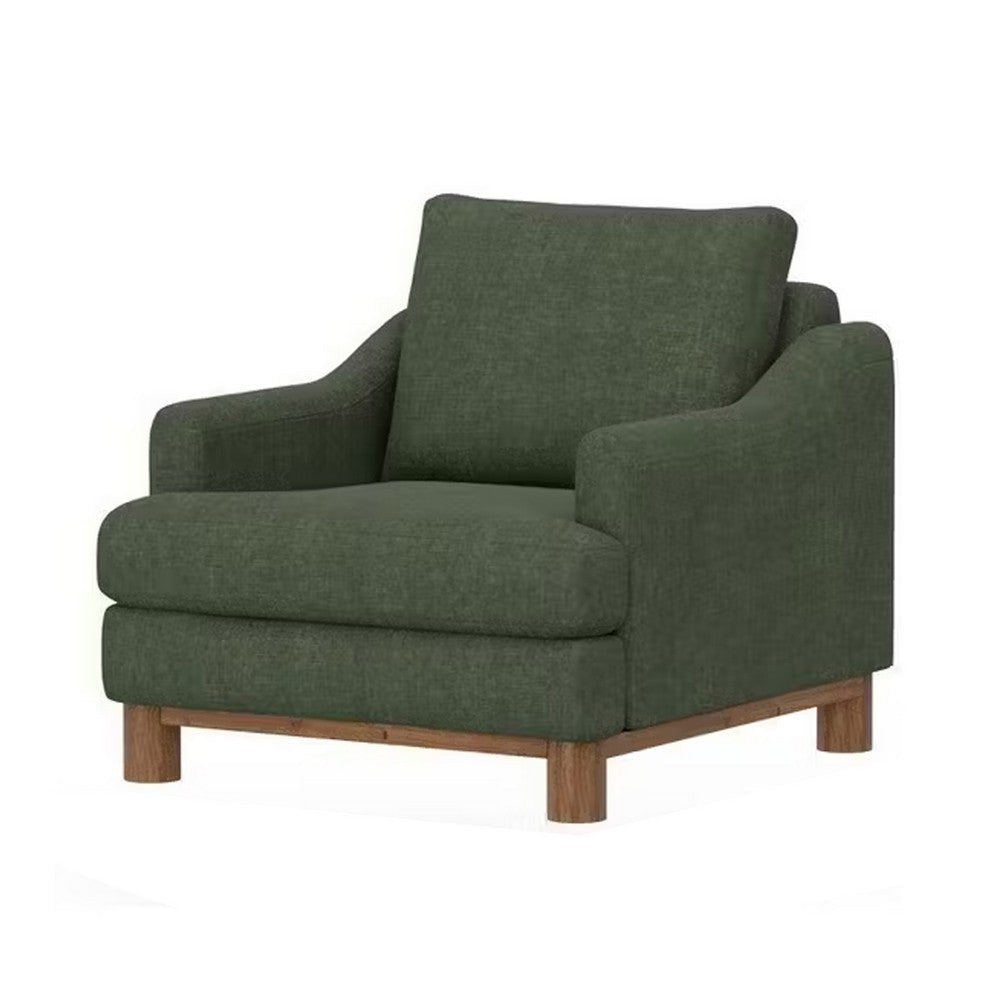 Olum Accent Armchair 1 Throw Pillow Modern Olive Green Polyester
