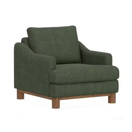 Olum Accent Armchair, 1 Throw Pillow, Modern Olive Green Polyester
