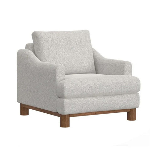 Olum Accent Armchair, 1 Throw Pillow, Modern Oyster Beige Polyester