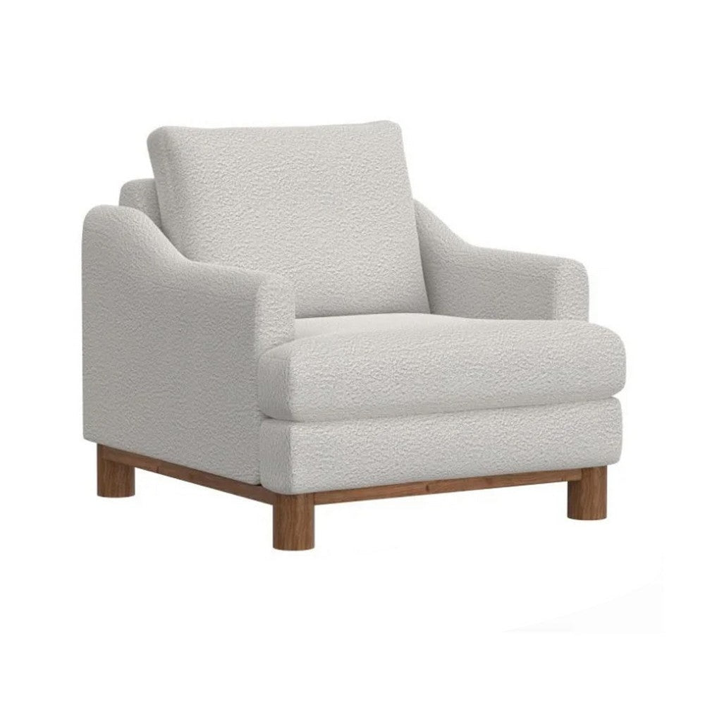 Olum Accent Armchair, 1 Throw Pillow, Modern Mink White Polyester
