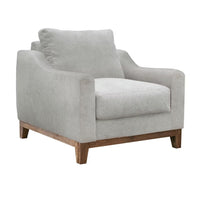 Olum Accent Armchair, 1 Throw Pillow, Modern Oyster Gray Faux Leather
