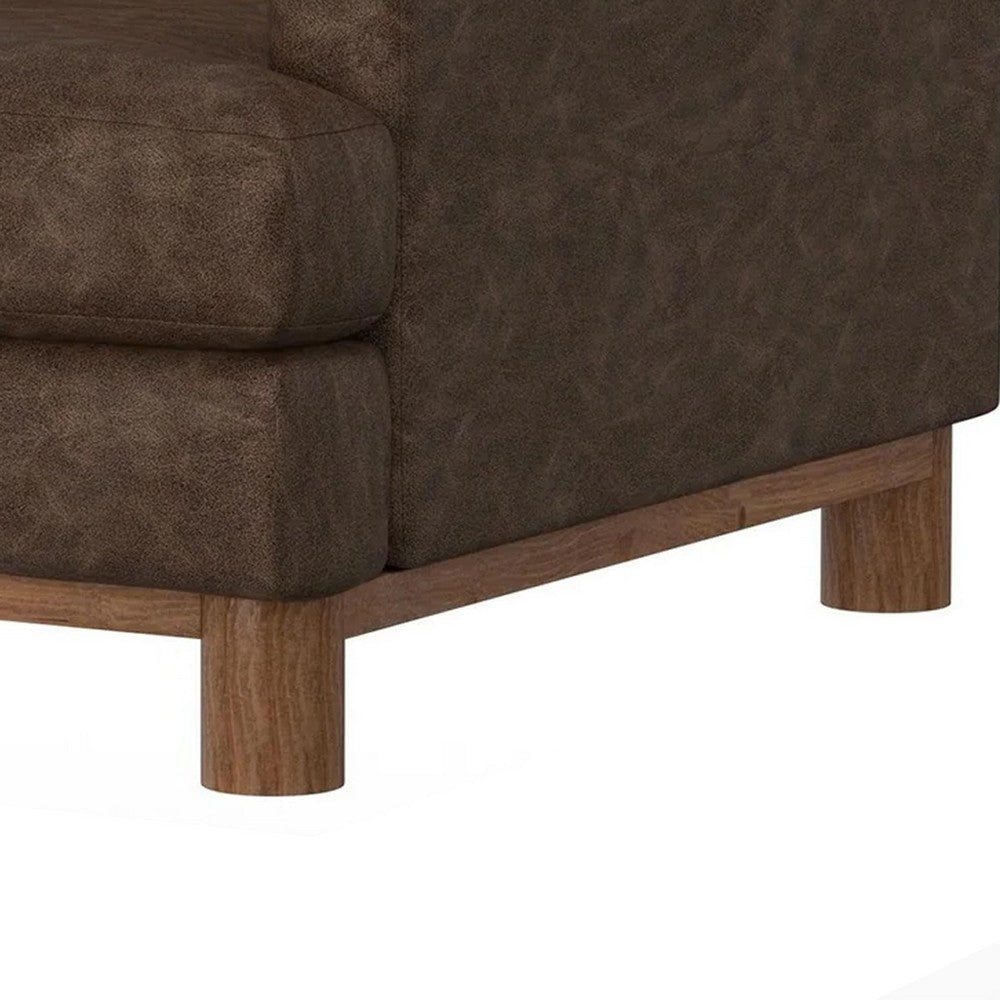 Olum Accent Armchair 1 Throw Pillow Modern Dark Brown Faux Leather